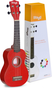 Stagg Us-Red Ukulele Soprano Rosso con Borsa in Nylon