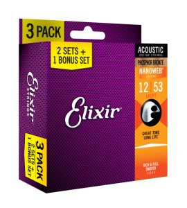 Elixir 3x2 pack 16545 acoustic phosphor bronze nanoweb