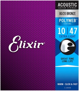 Elixir 11000 Polyweb 80/20 Bronze Muta Per Chitarra Acustica 10-47