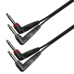Soundsation Cavo adattatore 2x6.3mm Jack angolato maschio Mono da 1,5 Mt