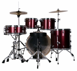 Tamburo Batteria T5 Red Sparkle con Piatti e Loro Supporti Sgabello e Bacchette
