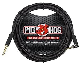 Pig Hog Black Woven Instrument Cable 3 Mt. Dritto Pipa