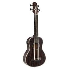Vintage Ukulele Basso EB4 Fretless Elettrificato Mogano Stain Black