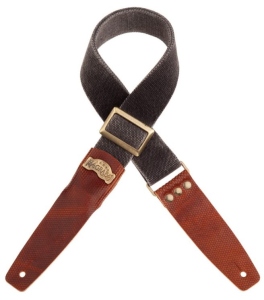 Magrabo 240135M Tracolla SC Cotton Washed Nero 5cm Marrone fibbia Recta Ottone