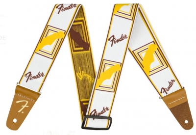 FENDER WEIGHLESS MONO STRAP WHITE BROWN YELLOW