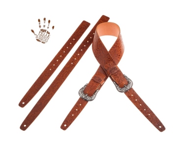 Magrabo Tracolla Twin Buckles Embossed Seurat Flores Marrone