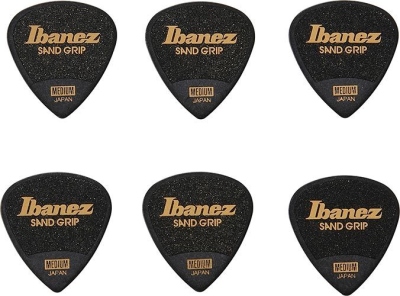 Ibanez Set 6 Plettri Sand Grip Neri da 0,8 mm di Spessore