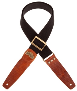 Magrabo 241111M Tracolla SC Cotton Nero 5cm Tw Marrone fibbia Recta Ottone