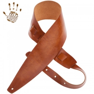 Magrabo Leather Guitar and Bass Strap Holes HC Stone Washed Brown 10 cm