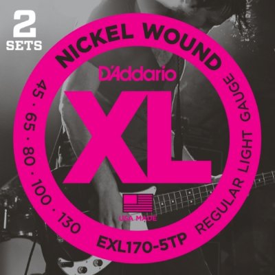 D'Addario Exl175-5Tp Twin Pack Xl 45-130
