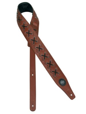 Gaucho Tracolla Per Chitarra Pelle Marrone Scuro Con Lacci Neri