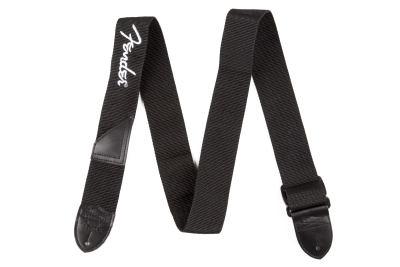 Fender Black Polyester Logo Straps White Logo