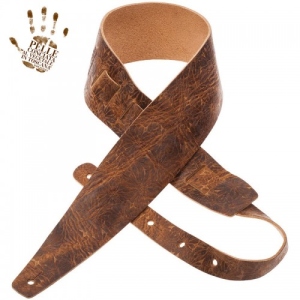 Magrabo Leather Guitar and Bass Strap Holes HC Embossed Spring Light Brown 8 cm
