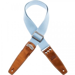 Magrabo Tracolla Stripe SS SPECIAL Cotton Washed Celeste 5 cm Terminali Bronze