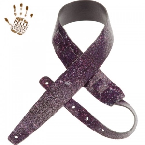 Magrabo Leather Guitar and Bass Strap Holes HC Embossed Seurat Violet 6 cm