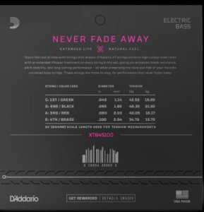 D'Addario Xtb45100 Regular Light Long Scale Per Basso Elettrico