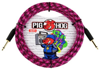 Pig Hog Pink Graffiti Instrument Cable 3 Mt.