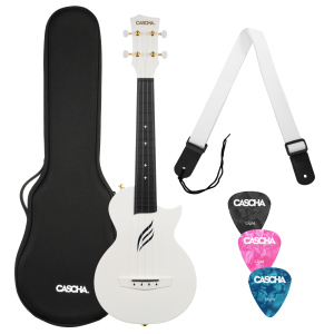 Cascha Ukulele Carbon Fibre White Set