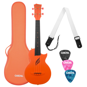 Cascha Ukulele Concerto in Carbonio Pack Orange con Borsa Tracolla e Plettri