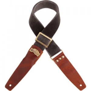 Magrabo Tracolla Stripe SC Cotton Washed Nero 5 cm terminali Twinkle Marrone