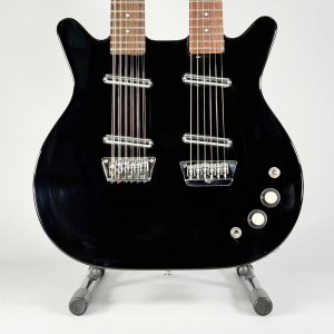 Danelectro Chitarra Elettrica Double Neck 6 e 12 Corde Nera Lucida