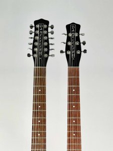 Danelectro Chitarra Elettrica Double Neck 6 e 12 Corde Nera Lucida