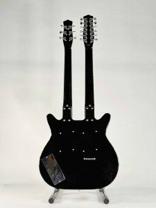 Danelectro Chitarra Elettrica Double Neck 6 e 12 Corde Nera Lucida