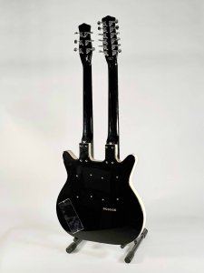 Danelectro Chitarra Elettrica Double Neck 6 e 12 Corde Nera Lucida
