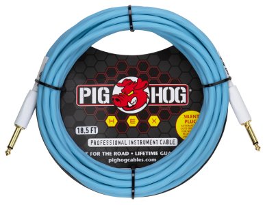 Pig Hog Hex Silent Cable 18,6Ft 5,67m Daphne Blue
